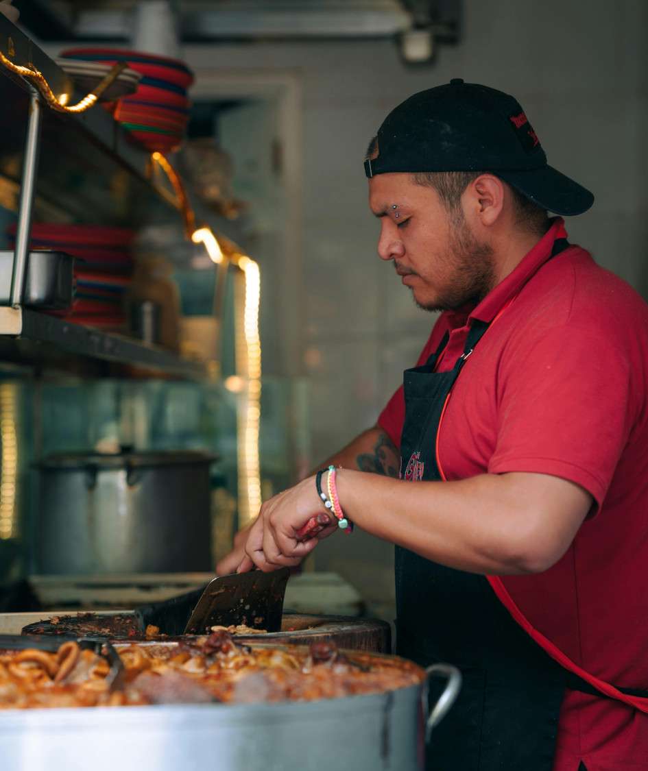 Person cooking food