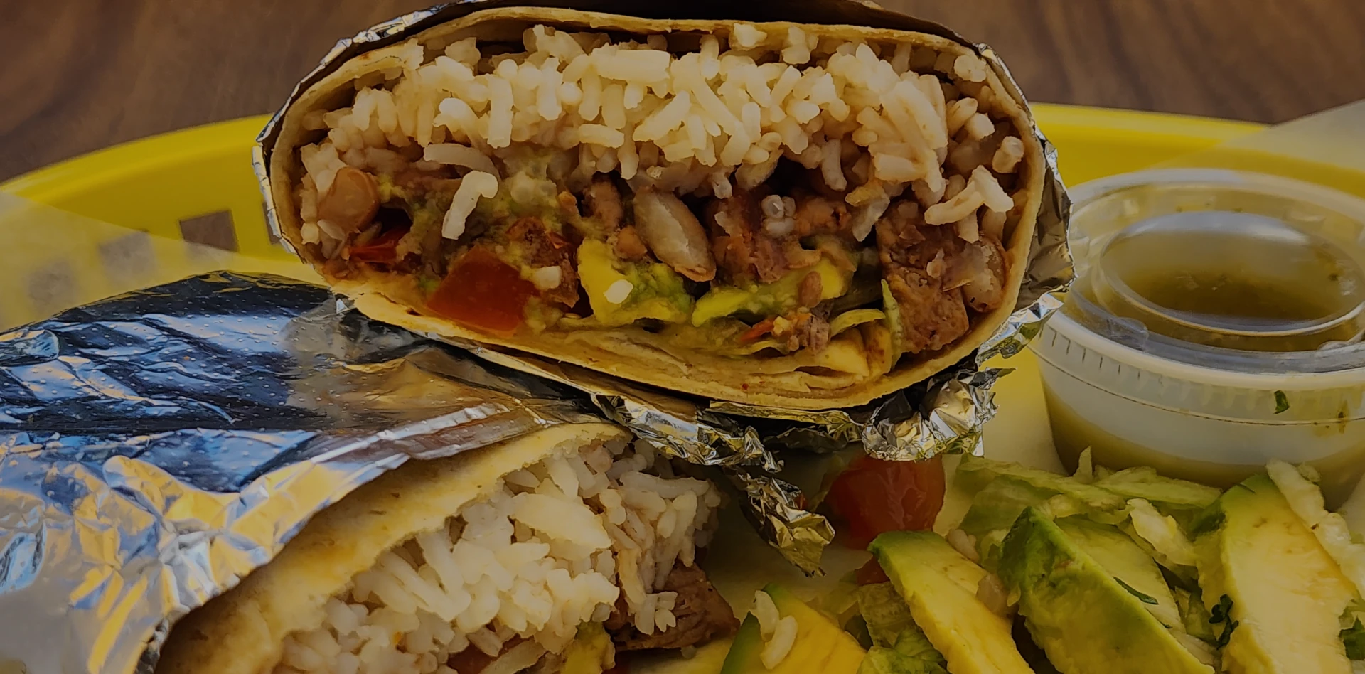 Burrito in tray